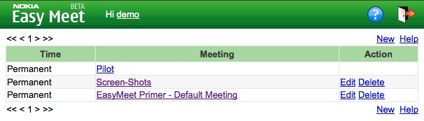NokiaEasyMeet_Meeting_List